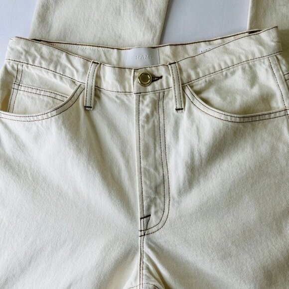 Frame Rigid Denim Straight Full Length Jeans Size 27 Off White - Picture 4 of 16